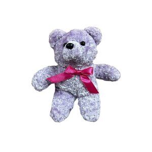 Lilac Teddy Bear Plush Pastel Purple Stuffed Animal Pink Bow Ribbon Mini Toy 6”